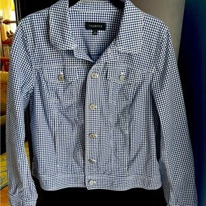 Talbots Jean jacket. Blue & white check w/ metal buttons.